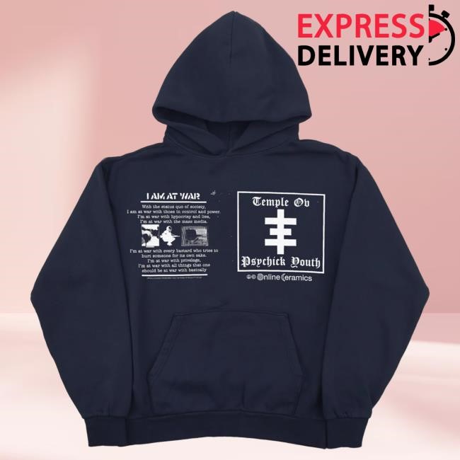 Official Online Ceramics Clothing Genesis P-Orridge "Temple Ov Psychick Youth" Navy Hood OnlineCeramics